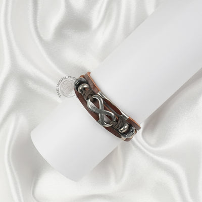 Infinity Sign Brown Leather Bracelet Imported Fashion Accessory