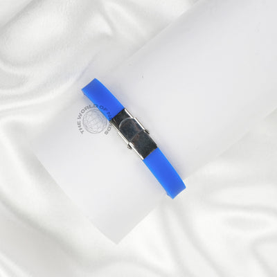 Blue Bracelet with Metal Lock | Imported Silicone Fashion Band - 2