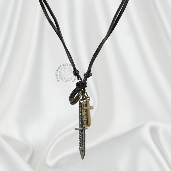 Metal Sword Design Leather Chain Stylish Fashion Accessory