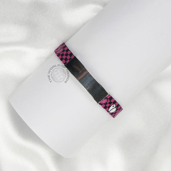 Purple & Black Fabric Bracelet with Metal Plate Imported Fashion Accessory