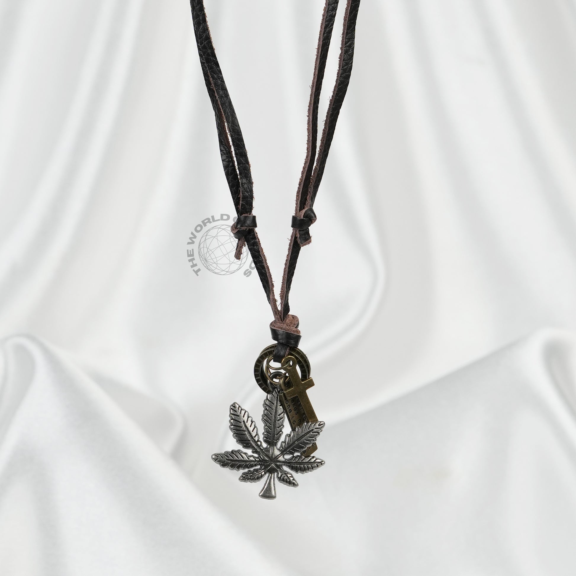 Metal Weed Leaf Leather Chain Stylish Fashion Accessory - The World Of Nerds
