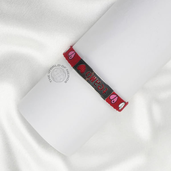 Red Fabric Bracelet with Metal Plate Imported Fashion Accessory