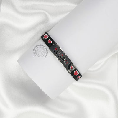 Black Fabric Bracelet with Metal Plate Imported Fashion Accessory