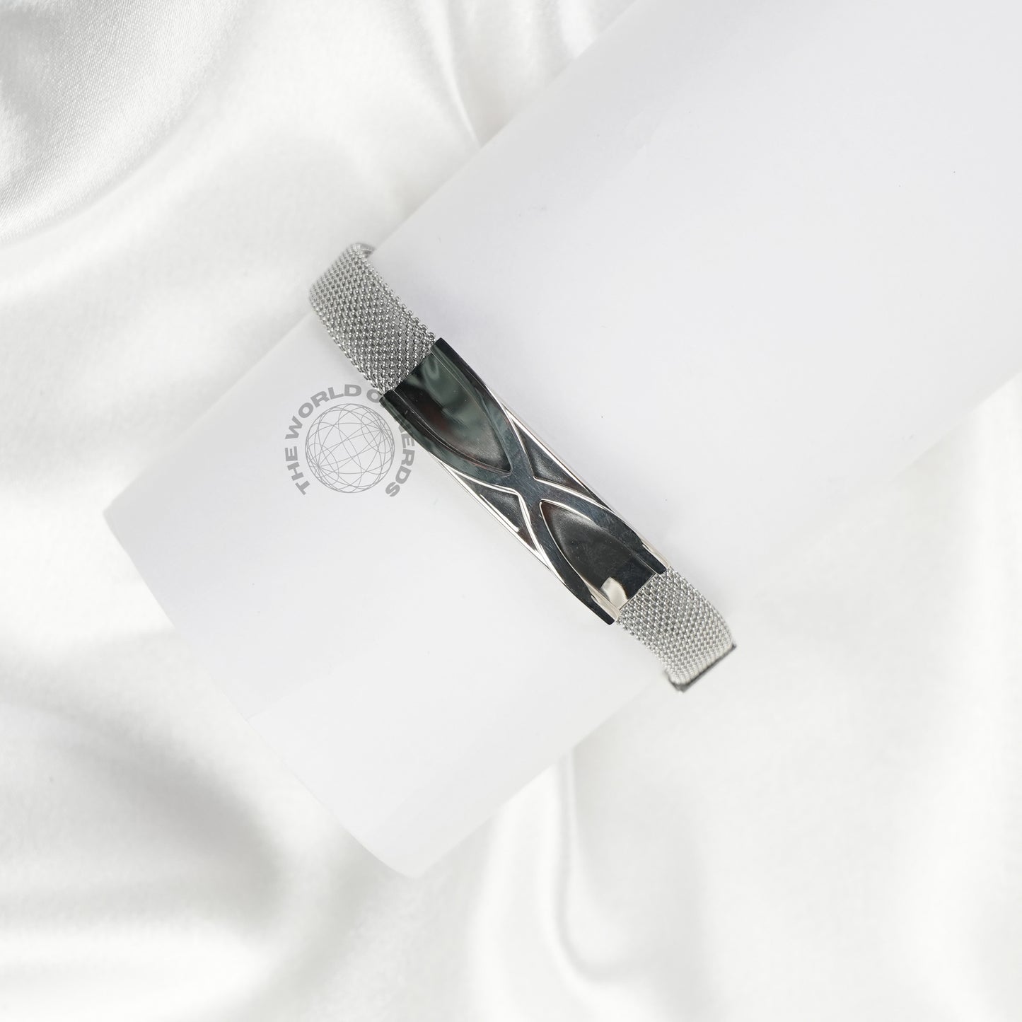 Silver Stainless Steel Bracelet with Polished X Design Imported Fashion Accessory - The World Of Nerds