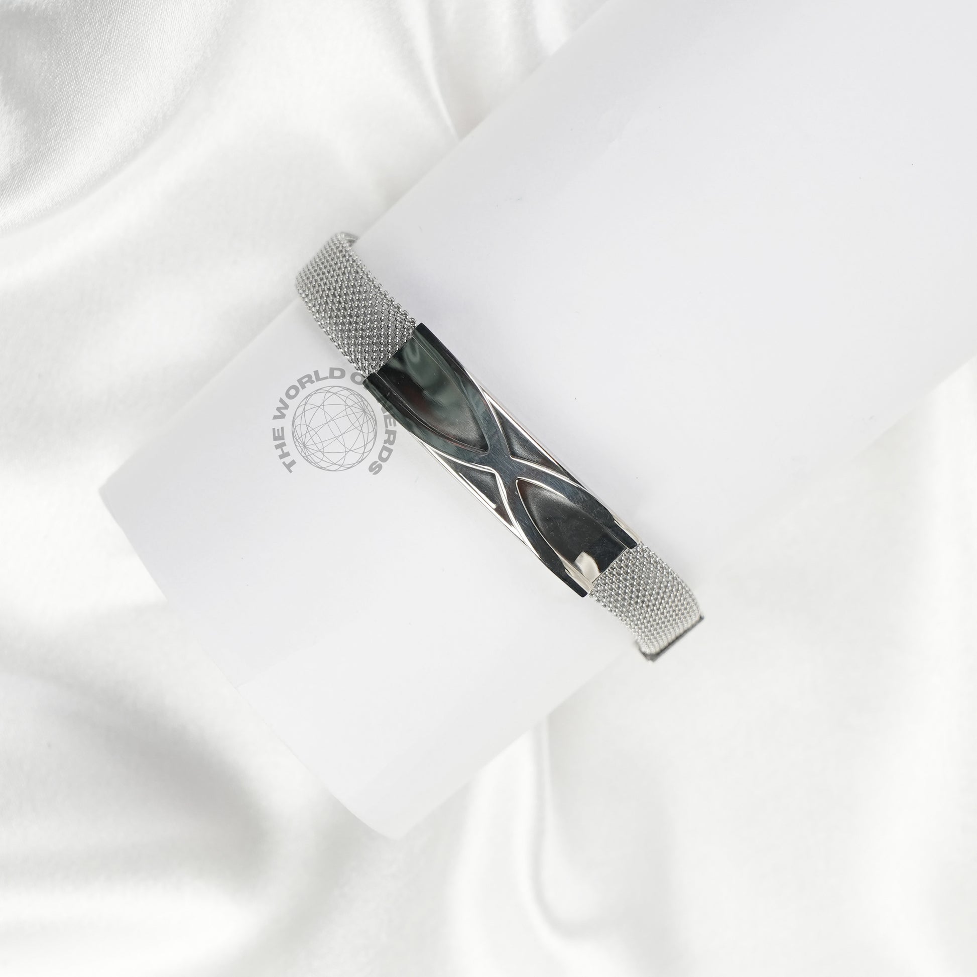 Silver Stainless Steel Bracelet with Polished X Design Imported Fashion Accessory - The World Of Nerds