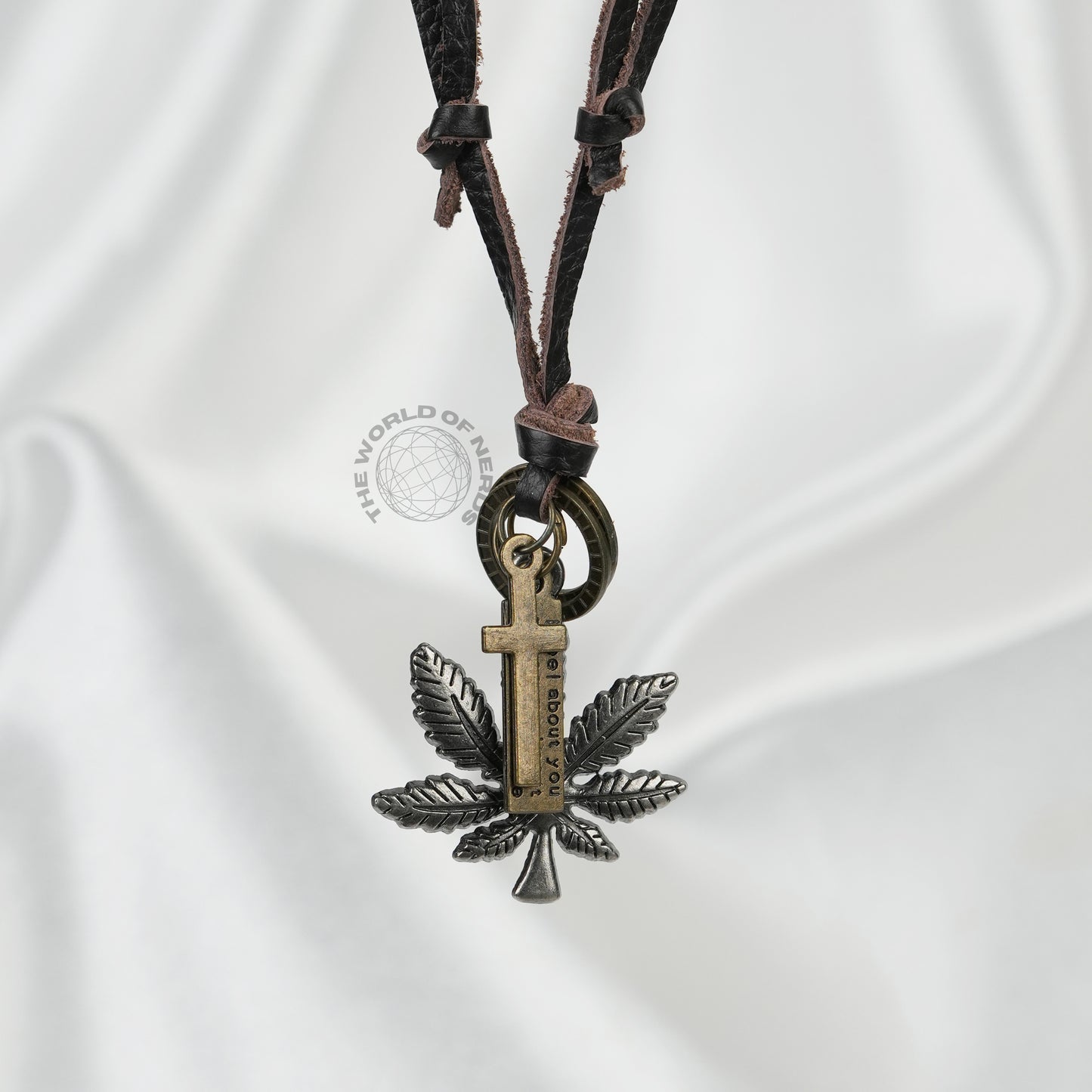 Metal Weed Leaf Leather Chain Stylish Fashion Accessory - The World Of Nerds