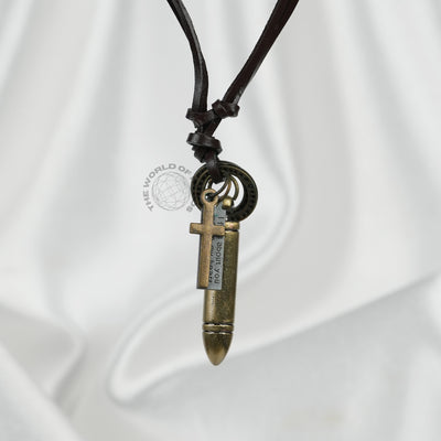 Metal Bullet Design Leather Chain Stylish Fashion Accessory - 2