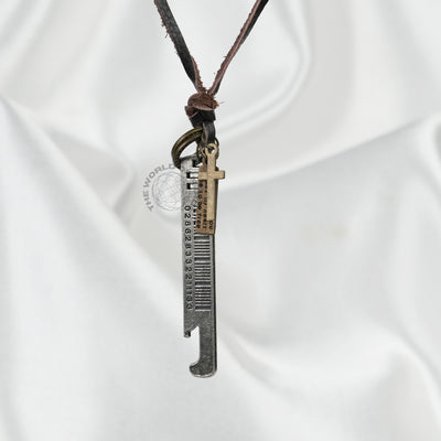 Metal Barcode Leather Chain Stylish Fashion Accessory - 2