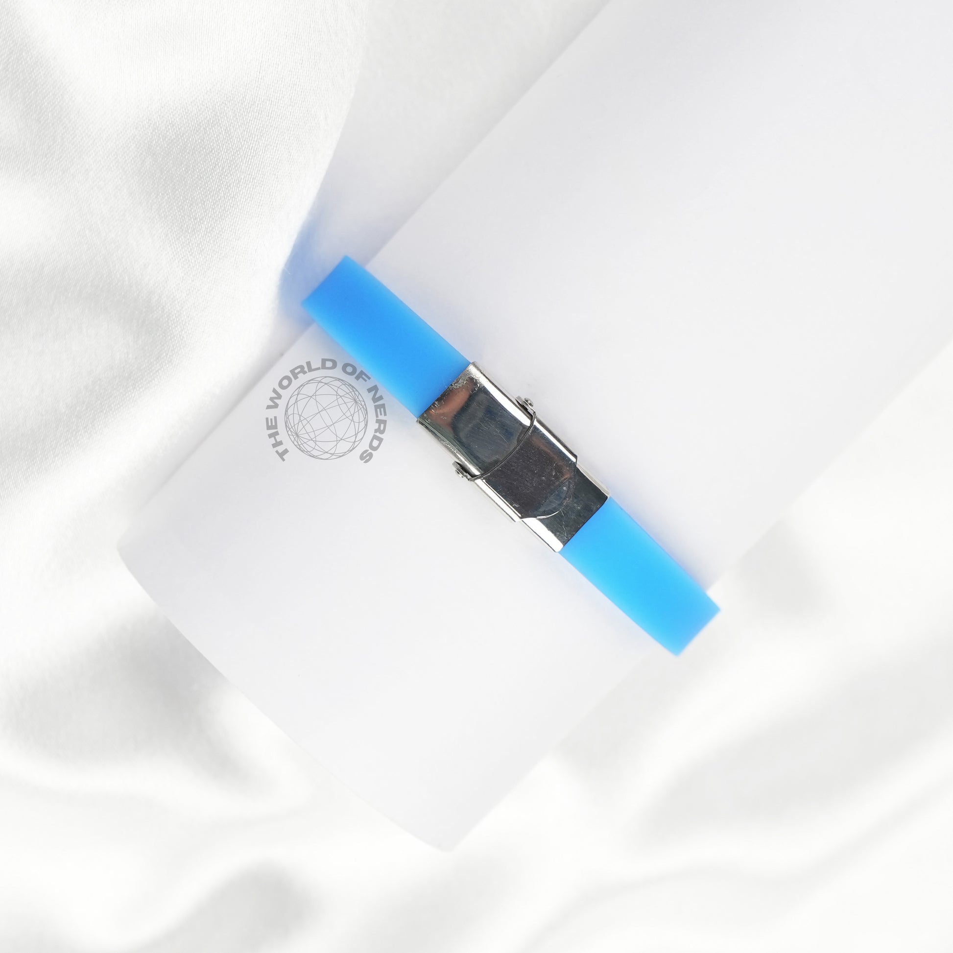 Light Blue Bracelet with Metal Plate Imported Fashion Accessory - The World Of Nerds