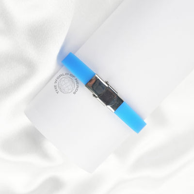 Light Blue Bracelet with Metal Plate Imported Fashion Accessory - 2