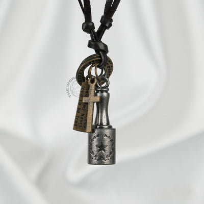 Bronze Cross Leather Chain Stylish Fashion Accessory - 2