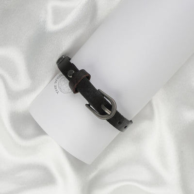 Black Leather Bracelet Imported Fashion Accessory - 2