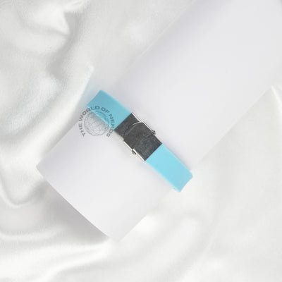 Blue Leather Bracelet with Metal Plate Imported Fashion Accessory - 2
