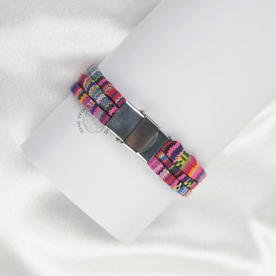 Multicolor Fabric Bracelet with Metal Rings Imported Fashion Accessory - 2