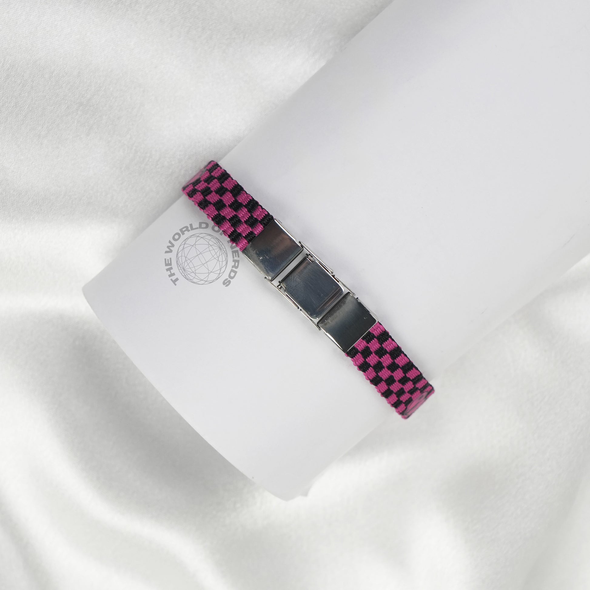 Purple & Black Fabric Bracelet with Metal Plate Imported Fashion Accessory - The World Of Nerds