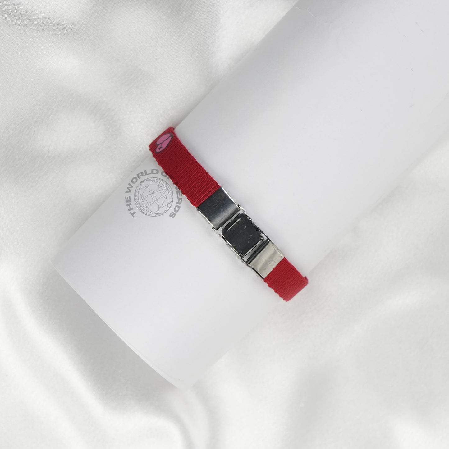 Red Fabric Bracelet with Metal Plate Imported Fashion Accessory - The World Of Nerds