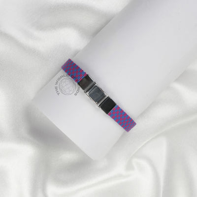Violet Fabric Bracelet with Metal Plate Imported Fashion Accessory - 2