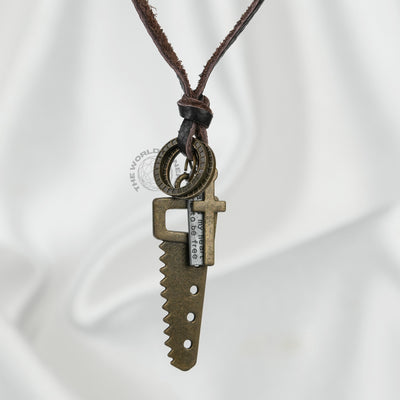Metal Saw Tool Leather Chain Stylish Fashion Accessory - 2