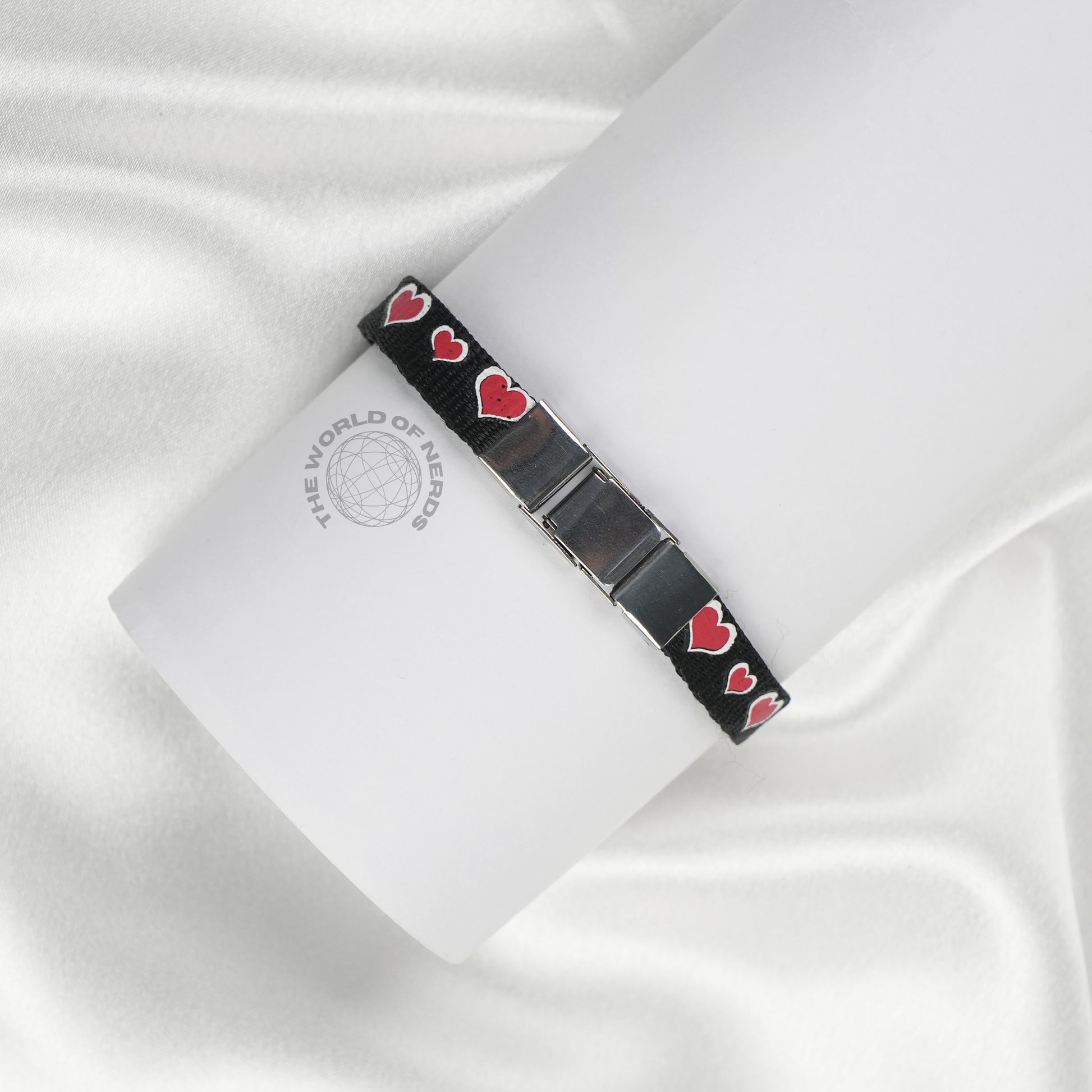 Black Fabric Bracelet with Metal Plate Imported Fashion Accessory - The World Of Nerds
