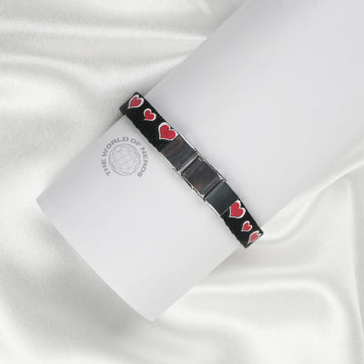 Black Fabric Bracelet with Metal Plate Imported Fashion Accessory - 2