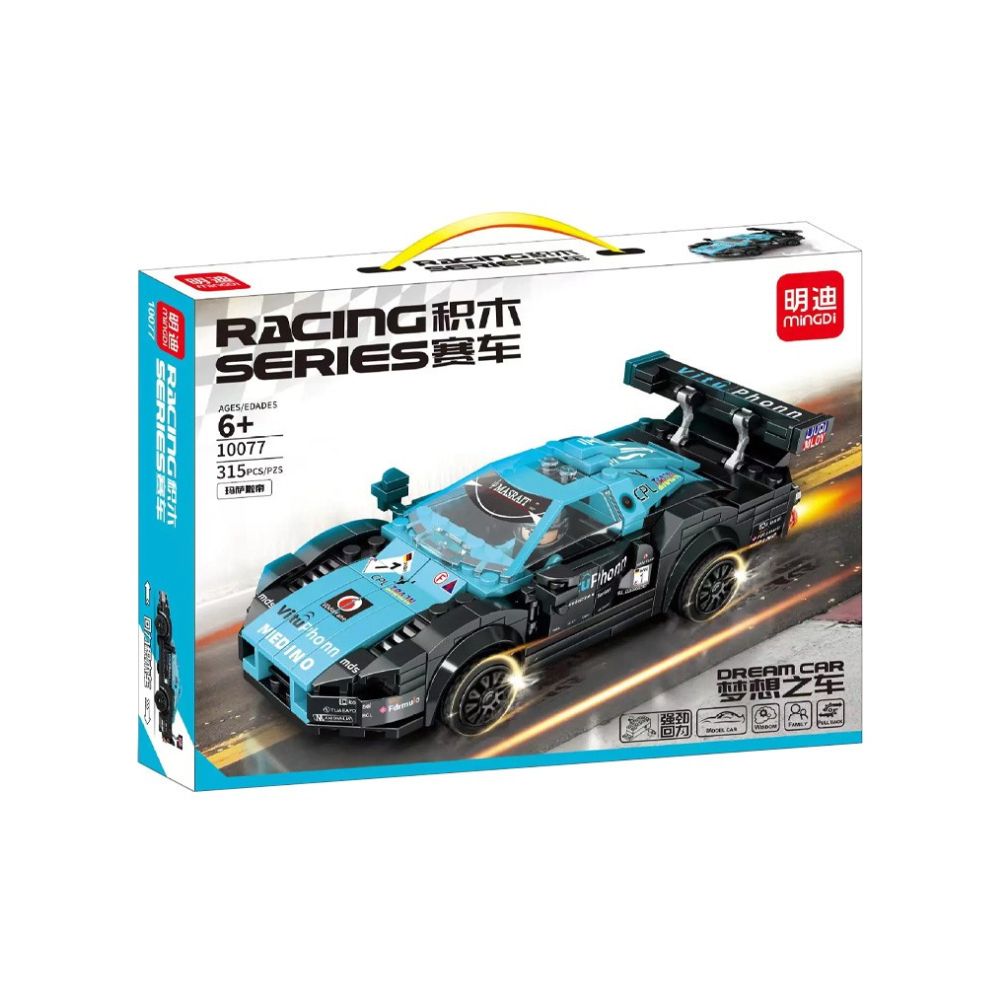 MINGDI RACING SERIES DREAM CAR PULLBACK ( BLUE ) 315 PCS CAR BLOCKS
