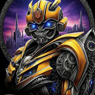 Golden Sci-Fi Robot Guardian A3+ HD Wall Poster - 2
