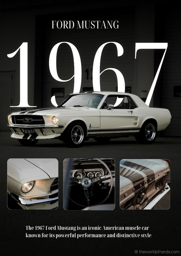 Ford Mustang 1967 A3+ HD Classic Car Wall Poster