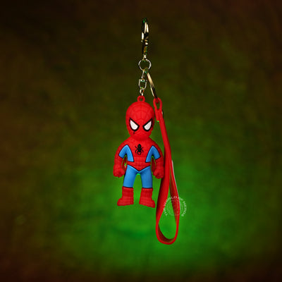 Spider-Man Classic Chibi 3D Rubber Keychain with “Hero” Strap