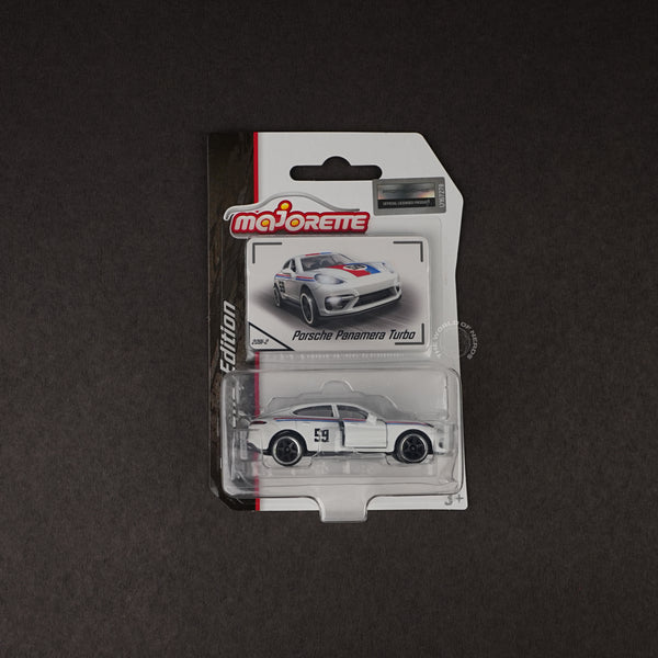 Majorette Porsche Panamera Turbo Diecast Car – White Racing Edition