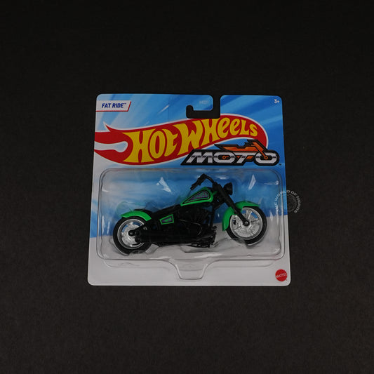 Hot Wheels Moto Fat Ride – Green Chopper Bike Collectible