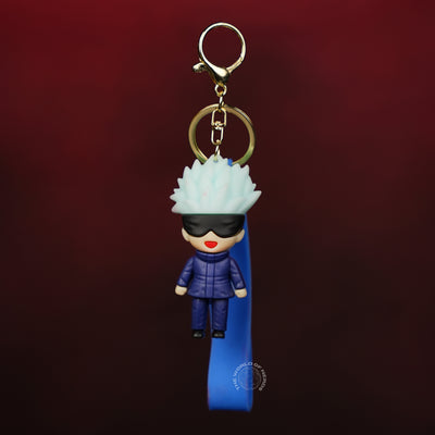 Jujutsu Kaisen Gojo Satoru Chibi 3D Rubber Keychain with “Hero” Strap