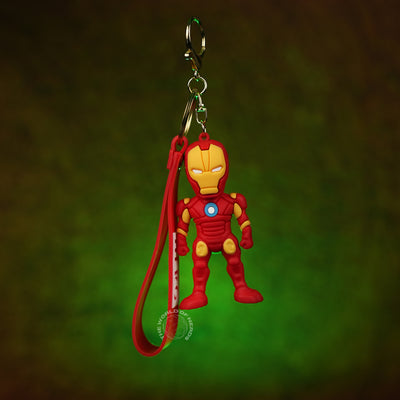 Iron Man Classic Chibi 3D Rubber Keychain with “Hero” Strap