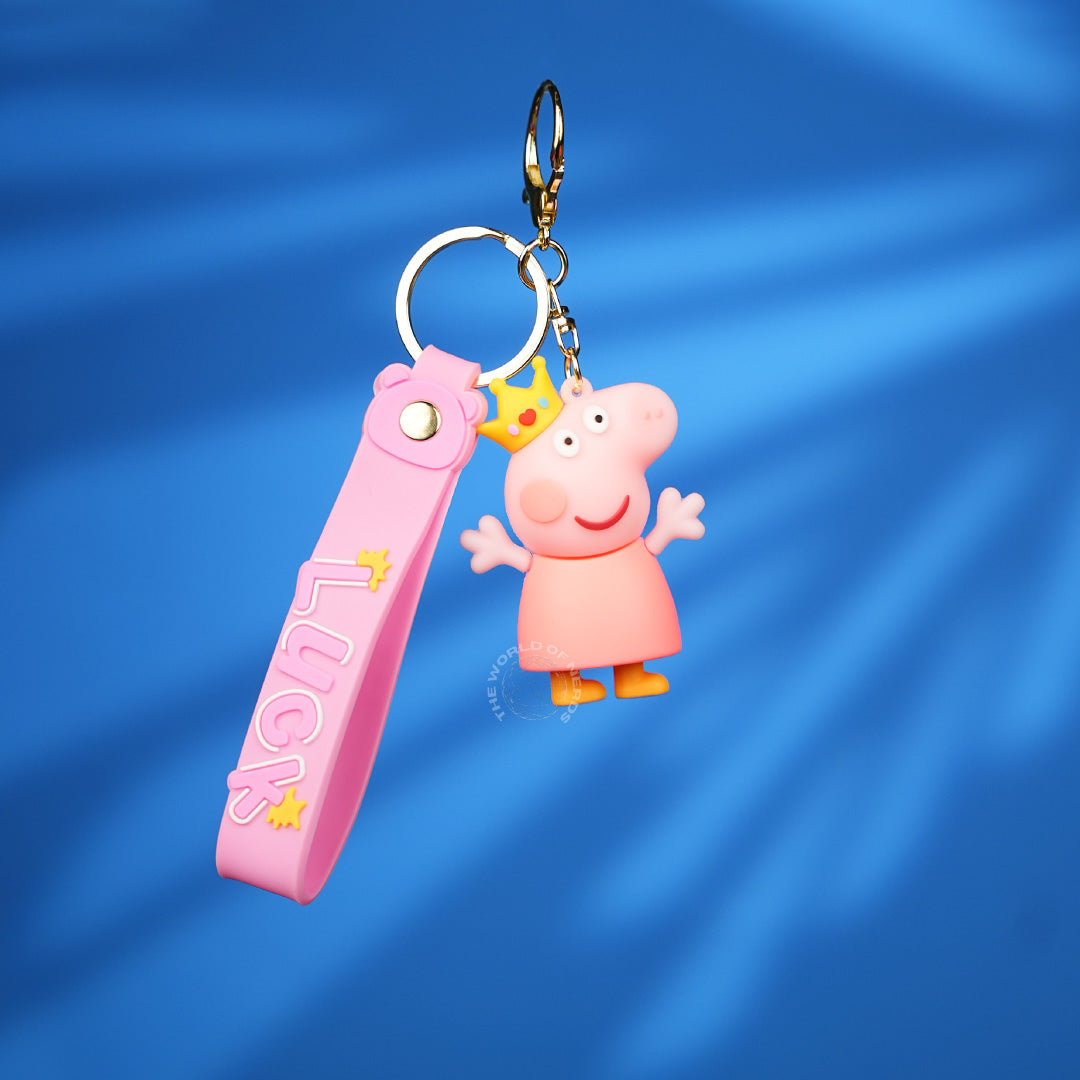 Orange Peppa Pig Character Strap Keychain