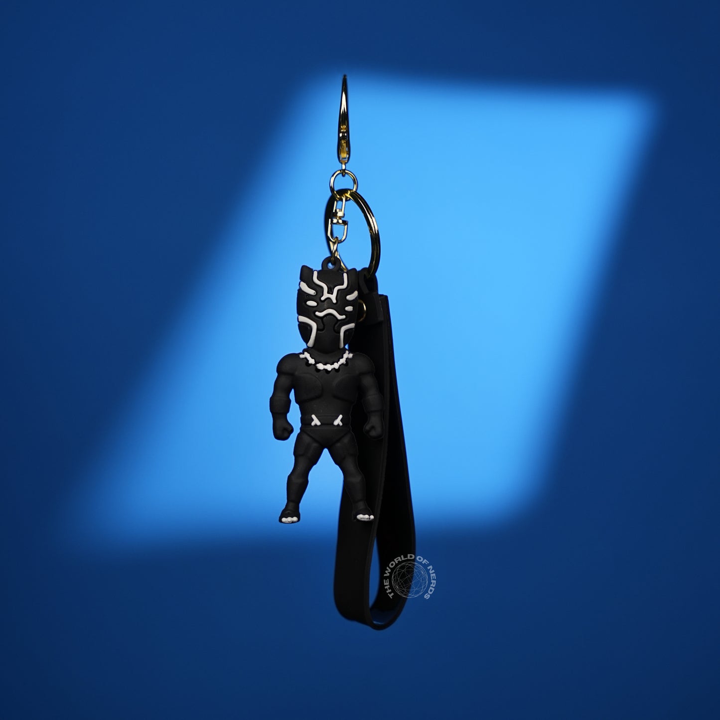 Black Panther Chibi 3D Rubber Keychain with “Hero” Strap - The World Of Nerds