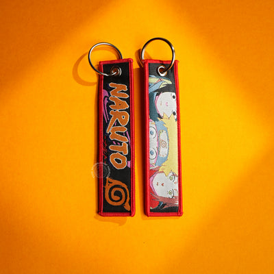 Naruto Anime Keychain | Double-Sided Fabric Key Ring with Naruto, Sakura & Sasuke