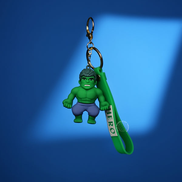 Hulk Chibi 3D Rubber Keychain with “Hero” Strap