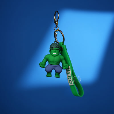 Hulk Chibi 3D Rubber Keychain with “Hero” Strap