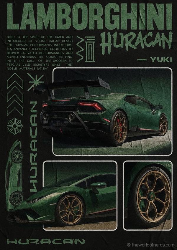 Lamborghini Huracan A3+ HD Supercar Wall Poster