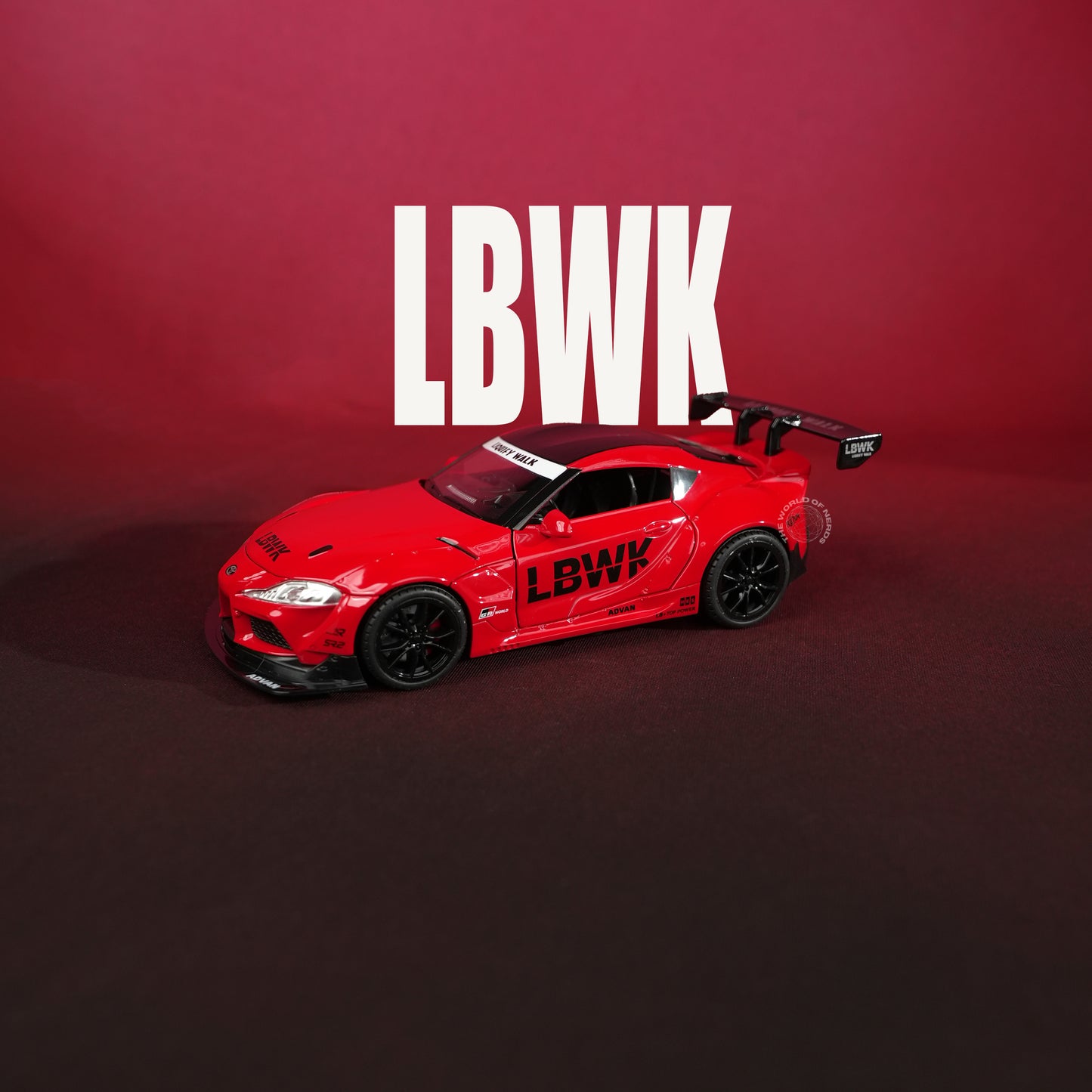 Toyota Supra LBWK Red Model Car - 1:22 Scale Diecast