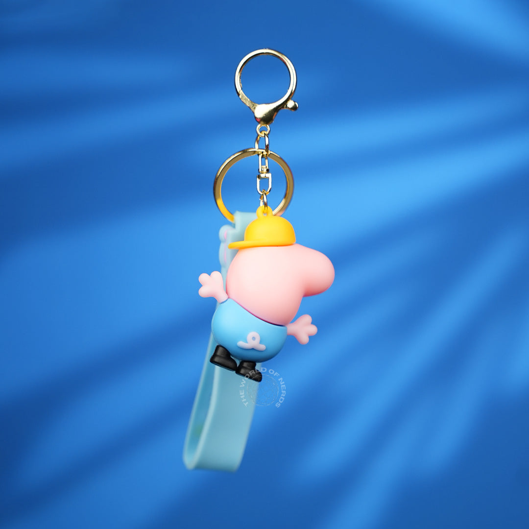 Blue Peppa Pig Character Strap Keychain