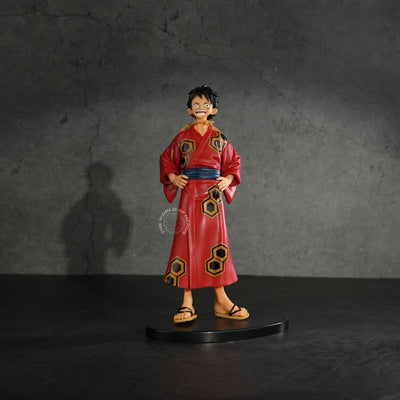 Straw Hat Luffy Ready for Battle in Traditional Robe