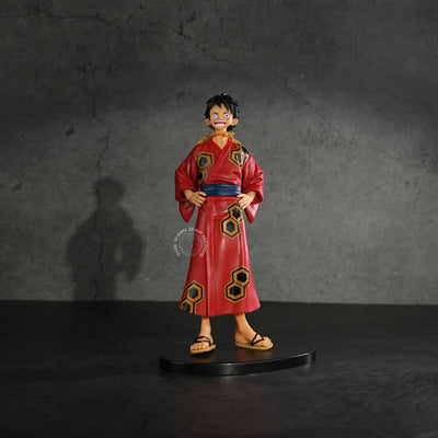 Straw Hat Luffy Ready for Battle in Traditional Robe