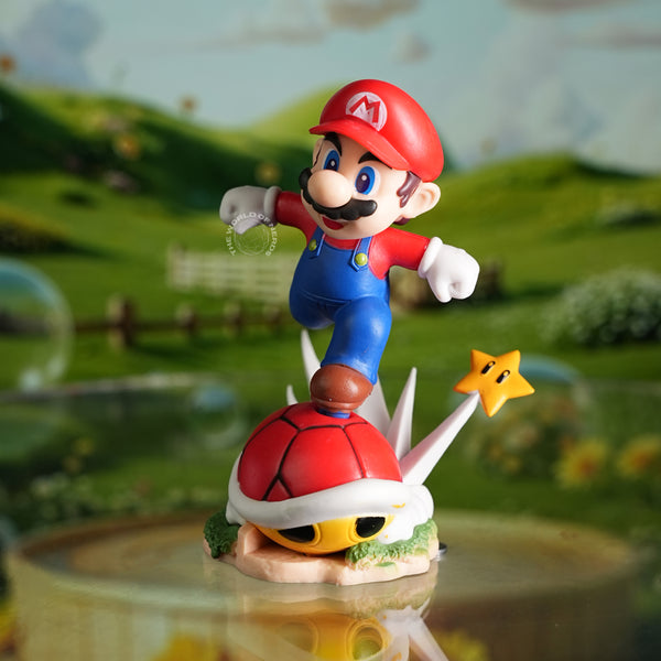 Mario with Star Power & Red Shell Base