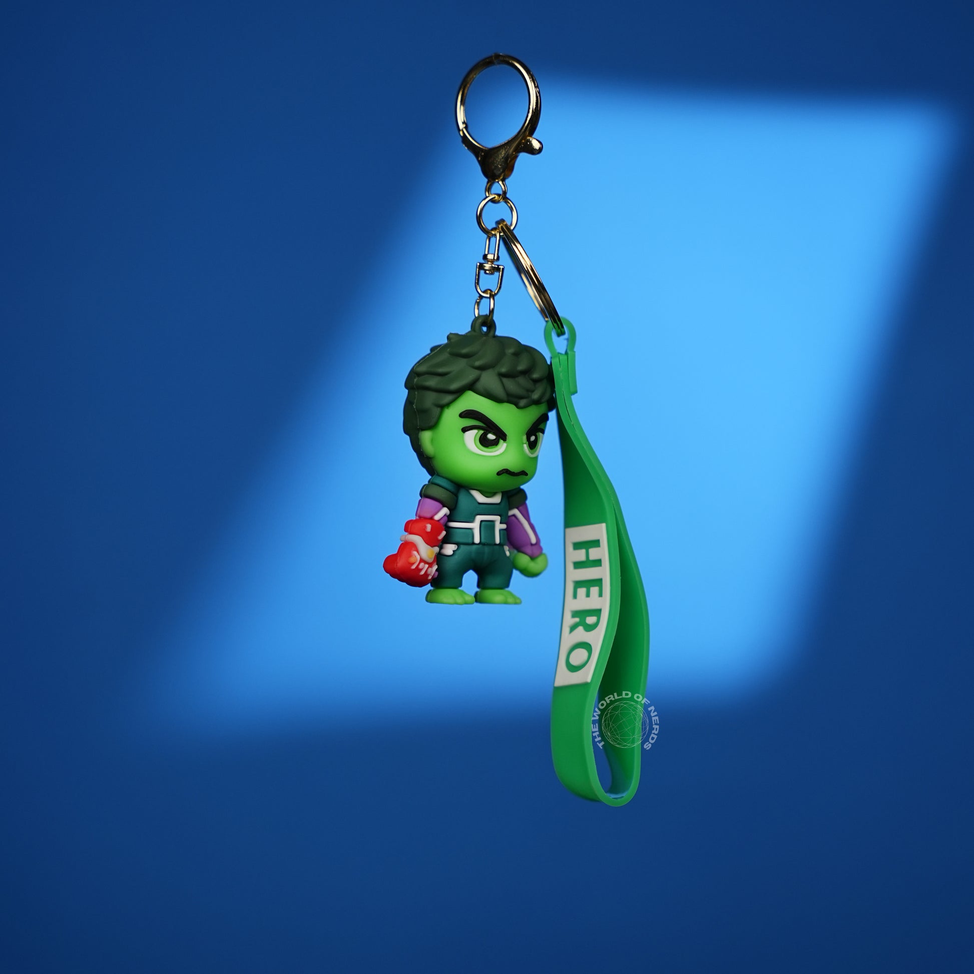 Hulk Hero Chibi 3D Rubber Keychain with “HERO” Strap - The World Of Nerds