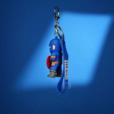 Captain America Classic Chibi 3D Rubber Keychain with “Hero” Strap - 2