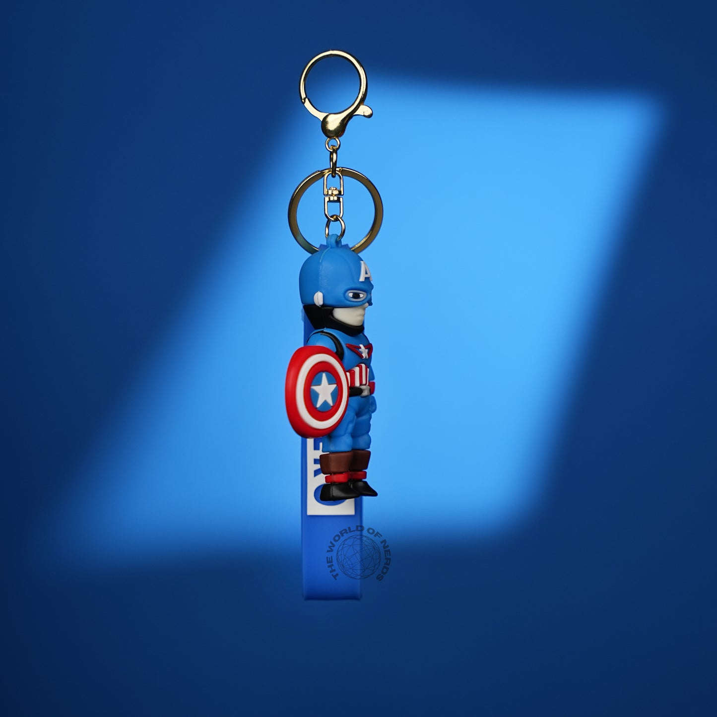 Captain America Chibi 3D Rubber Keychain with “Hero” Strap - The World Of Nerds