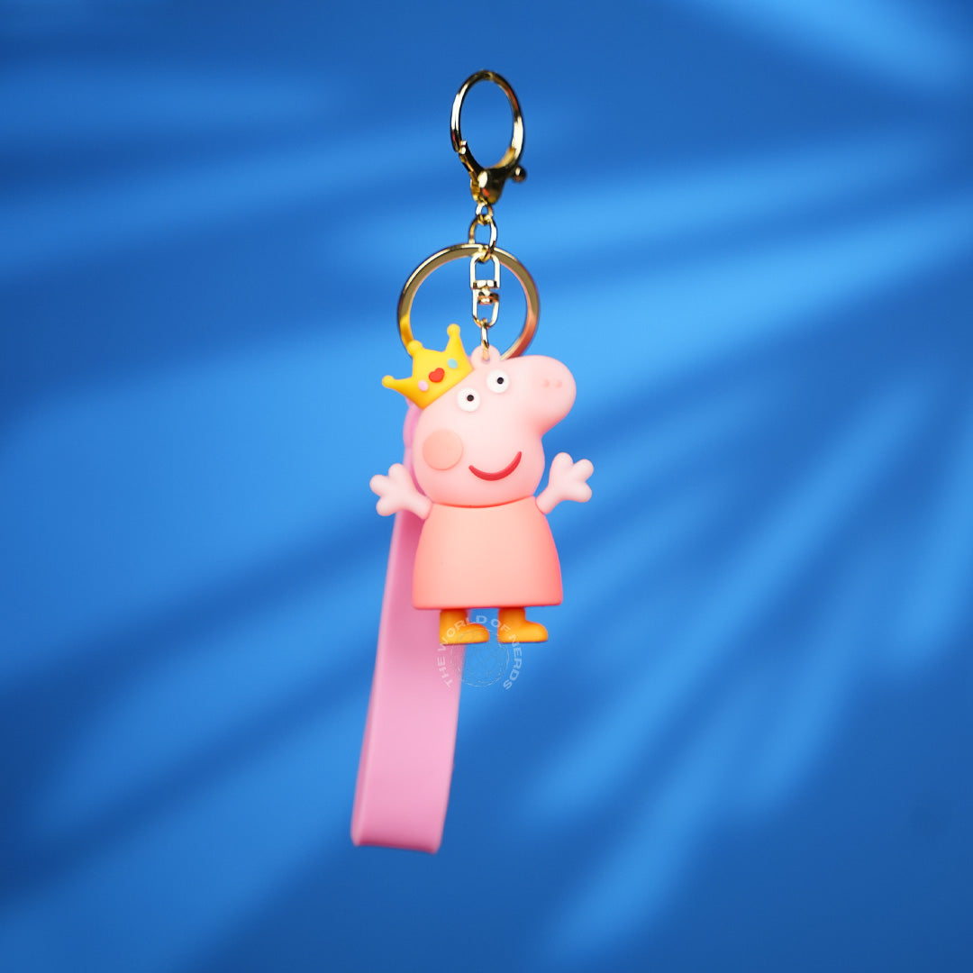 Orange Peppa Pig Character Strap Keychain