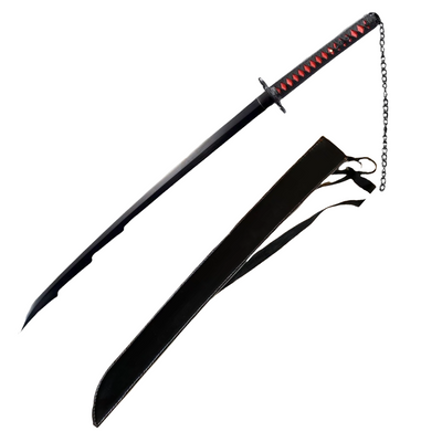Ichigo Kurosaki Katana - Wooden Collector's Item with Leather Pouch