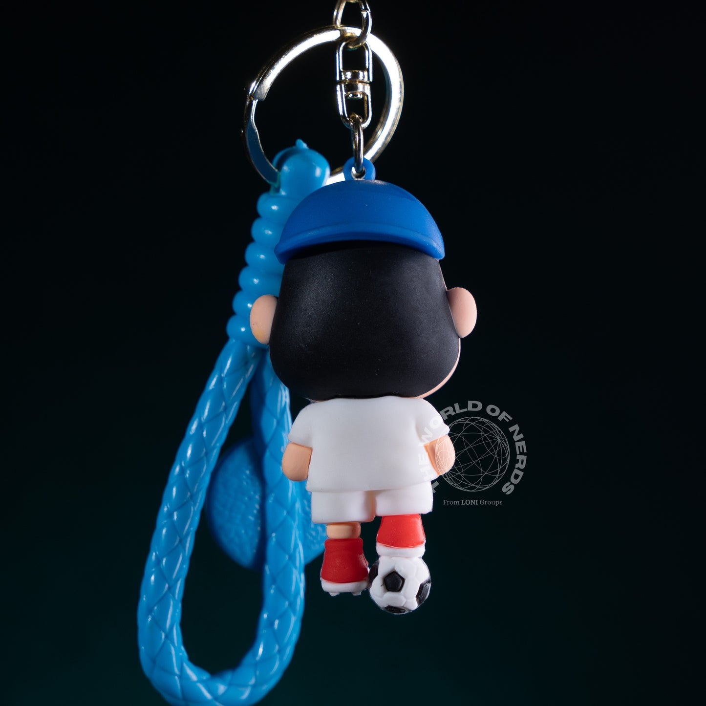 SHIN CHAN IN WHITE JERSEY WITH FOOTBALL KEYCHAIN