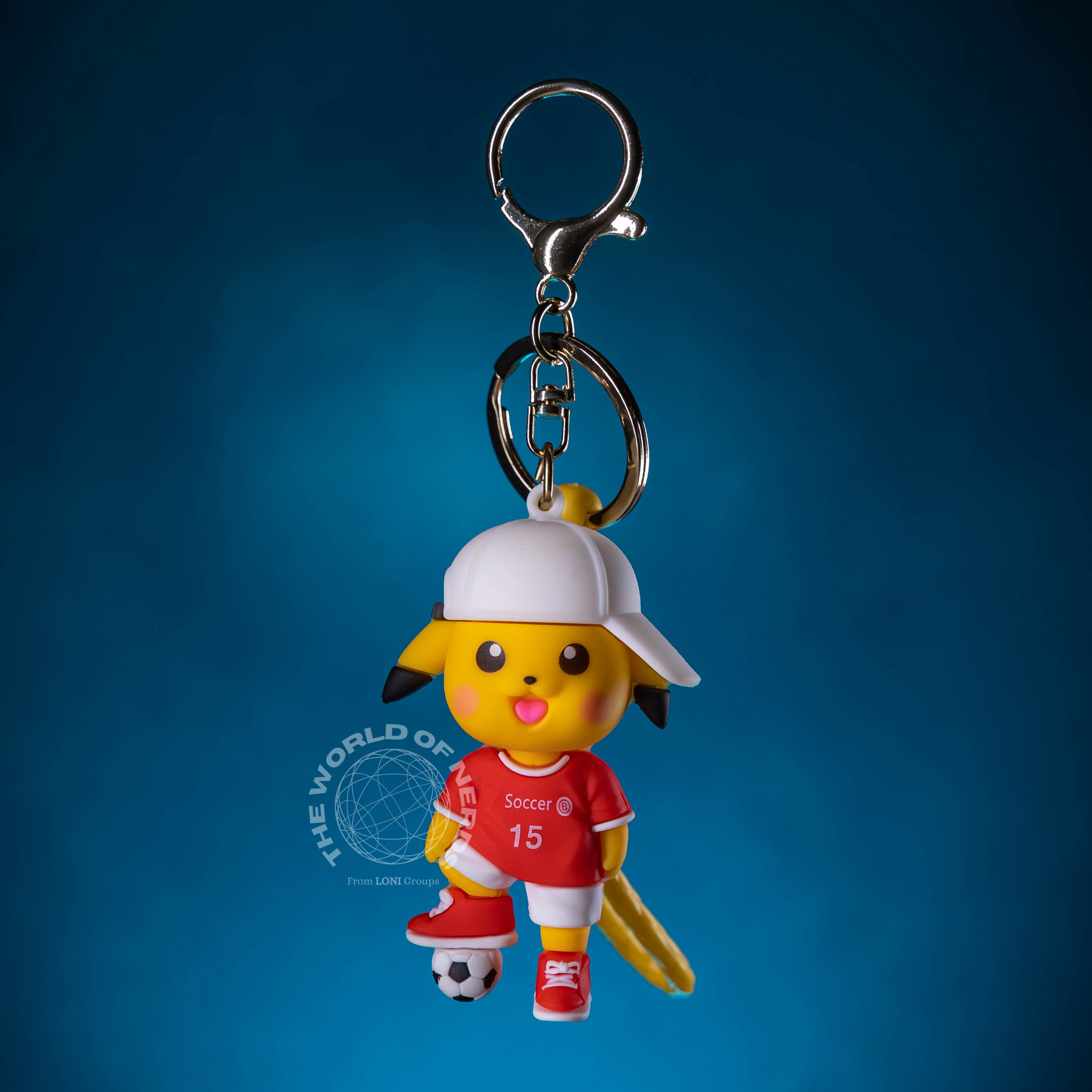 PIKACHU WITH FOOTBALL KEYCHAIN